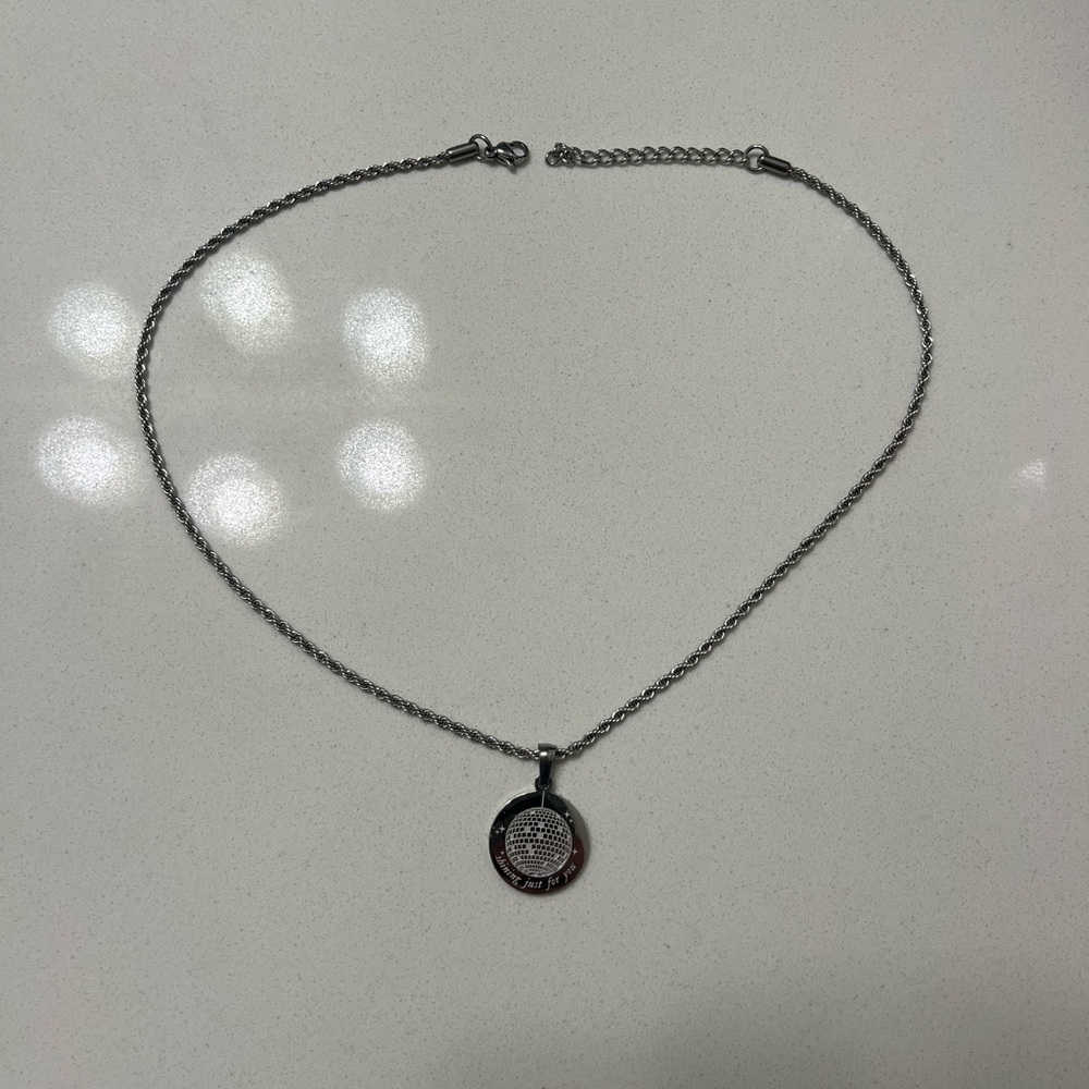 Taylor Swift mirrorball “shining just for you” Silver Necklace